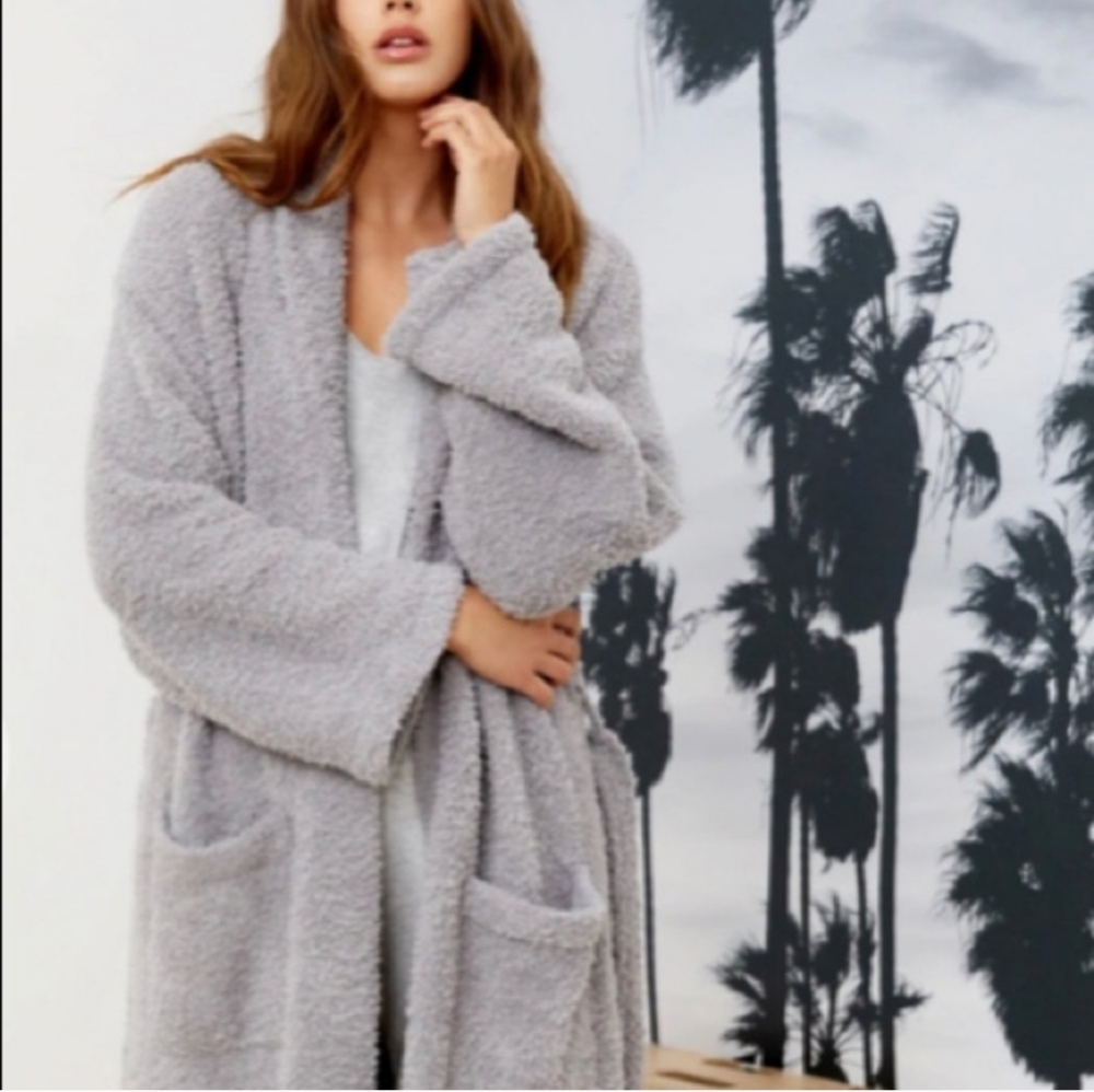 NWT Barefoot Dreams CozyChic Robe Unisex Dove Grey